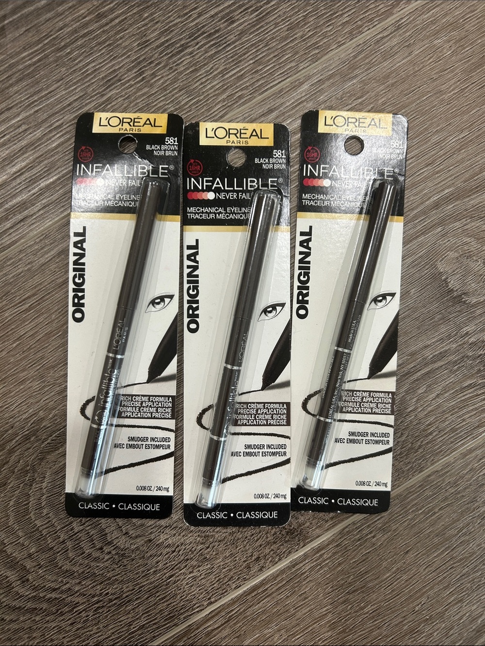 3X L'Oréal Infallible Original Mechanical Eyeliner Black Brown #581 black brown